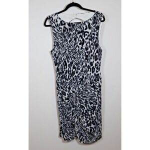 Cache Dress Size XL Black Leopard Cheetah Animal Print Ruched Side Bodycon